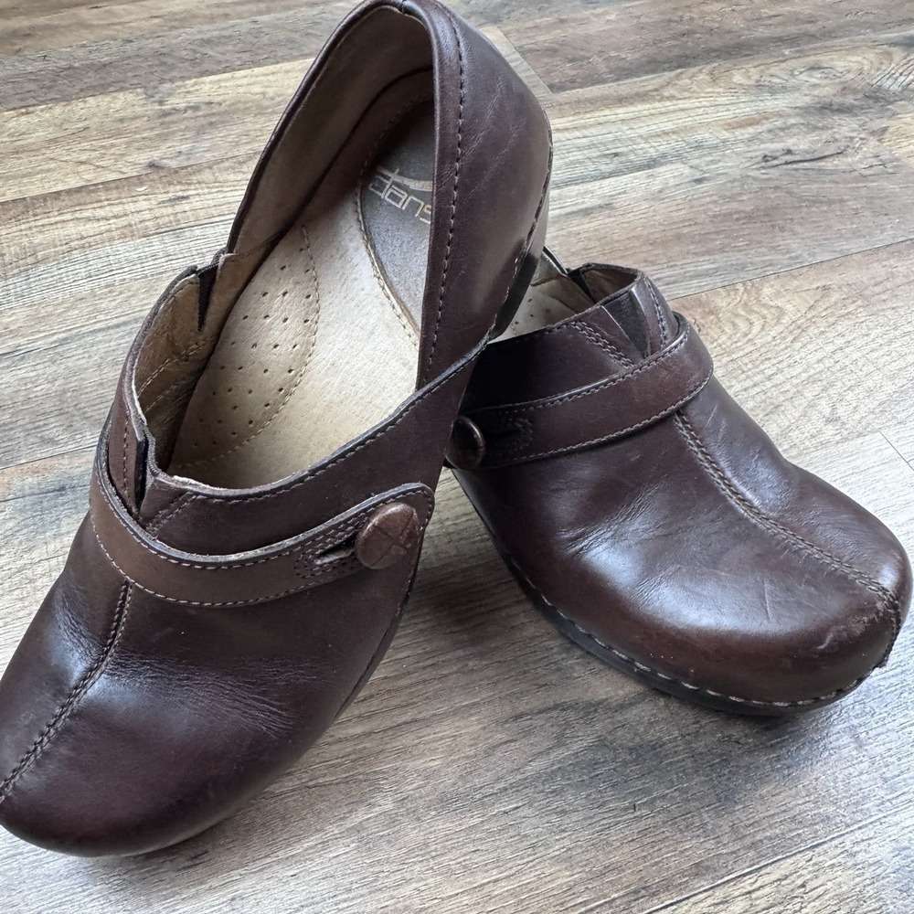 DANSKO Brown Leather Clogs Shoes Women's EU Size 37 US Size 7